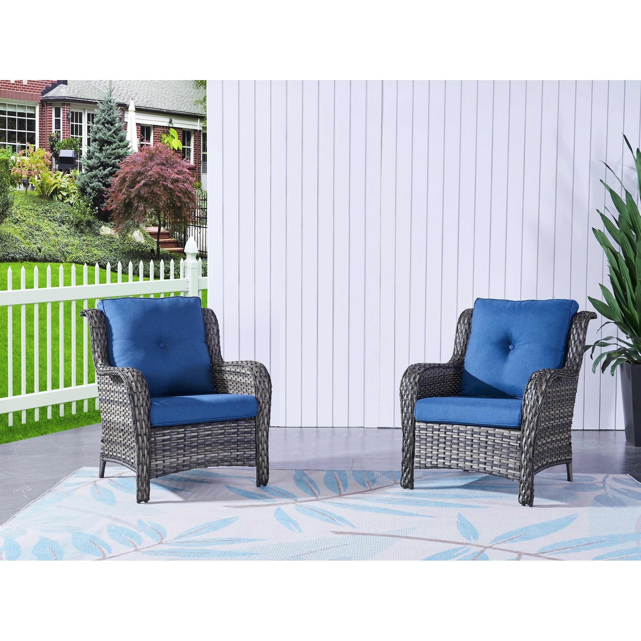 Ensemble de meubles de patio Pocassy 5 pièces avec poufs