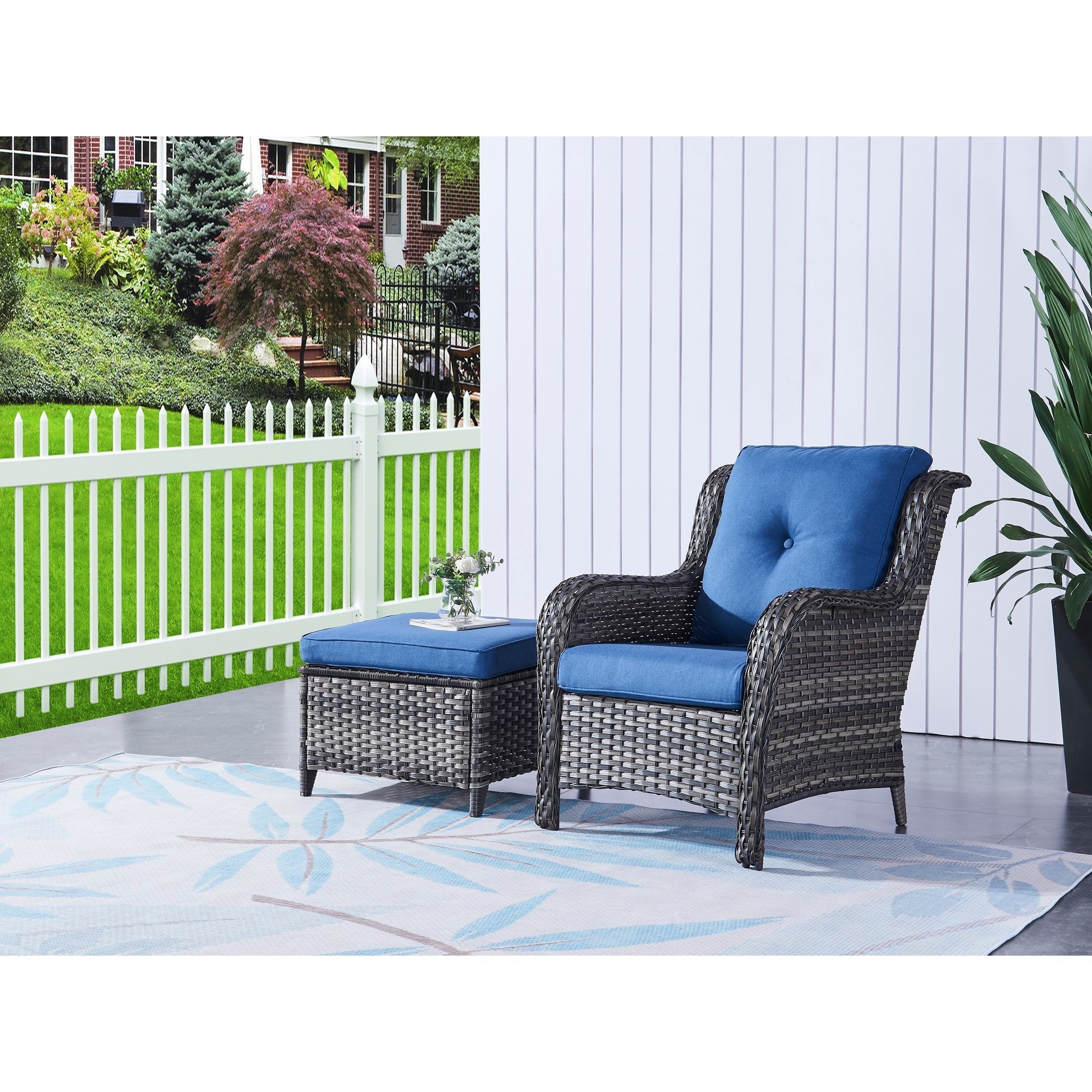Ensemble de meubles de patio Pocassy 5 pièces avec poufs
