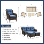 Ensemble de meubles de patio Pocassy 5 pièces avec poufs