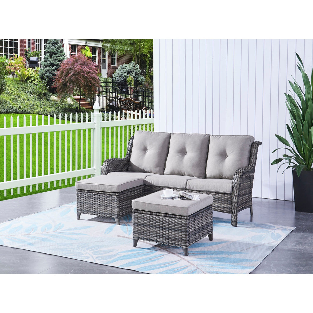 Ensemble de meubles de patio Pocassy 5 pièces avec poufs