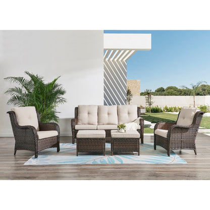 Ensemble de meubles de patio Pocassy 5 pièces avec poufs