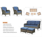 Ensemble de meubles de patio Pocassy 5 pièces avec poufs