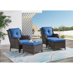 Ensemble de meubles de patio Pocassy 5 pièces avec poufs