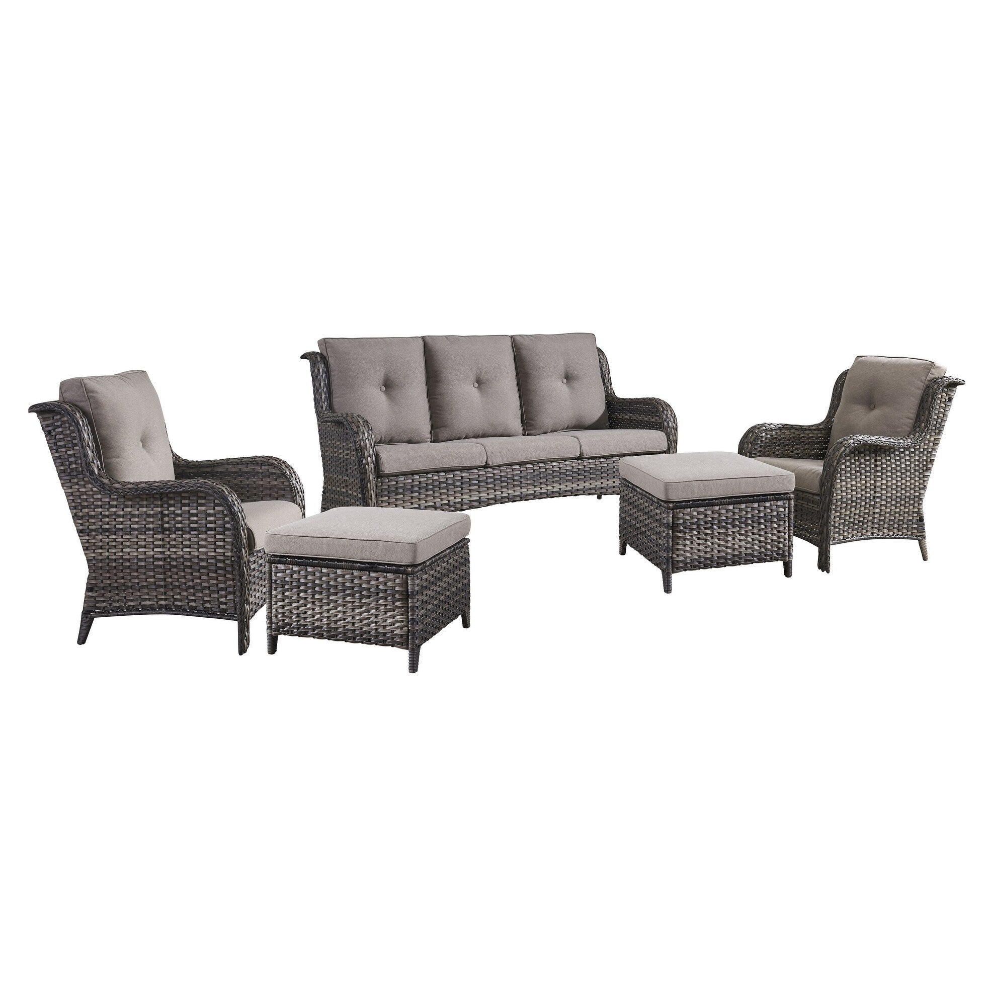 Ensemble de meubles de patio Pocassy 5 pièces avec poufs
