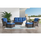 Ensemble de meubles de patio Pocassy 5 pièces avec poufs
