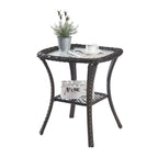 Pocassy Patio Wicker Coffee Table, Outdoor Rattan Side Table - 20X20