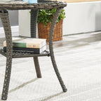 Pocassy Patio Wicker Coffee Table, Outdoor Rattan Side Table - 20X20