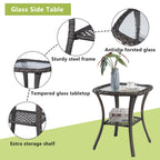 Pocassy Patio Wicker Coffee Table, Outdoor Rattan Side Table - 20X20