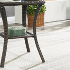 Pocassy Patio Wicker Coffee Table, Outdoor Rattan Side Table - 20X20