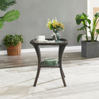 Pocassy Patio Wicker Coffee Table, Outdoor Rattan Side Table - 20X20