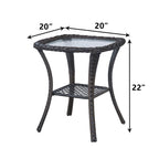 Pocassy Patio Wicker Coffee Table, Outdoor Rattan Side Table - 20X20