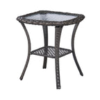 Pocassy Patio Wicker Coffee Table, Outdoor Rattan Side Table - 20X20
