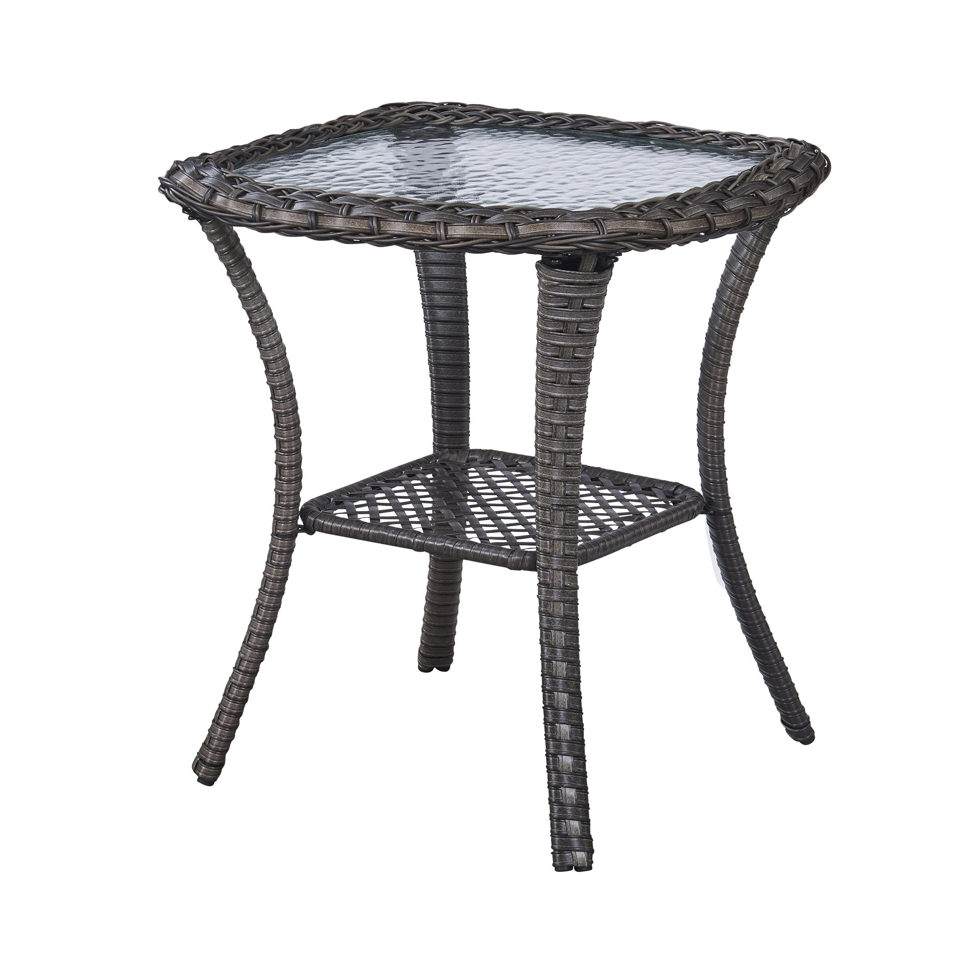 Pocassy Patio Wicker Coffee Table, Outdoor Rattan Side Table - 20X20