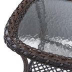 Pocassy Patio Wicker Coffee Table, Outdoor Rattan Side Table - 20X20