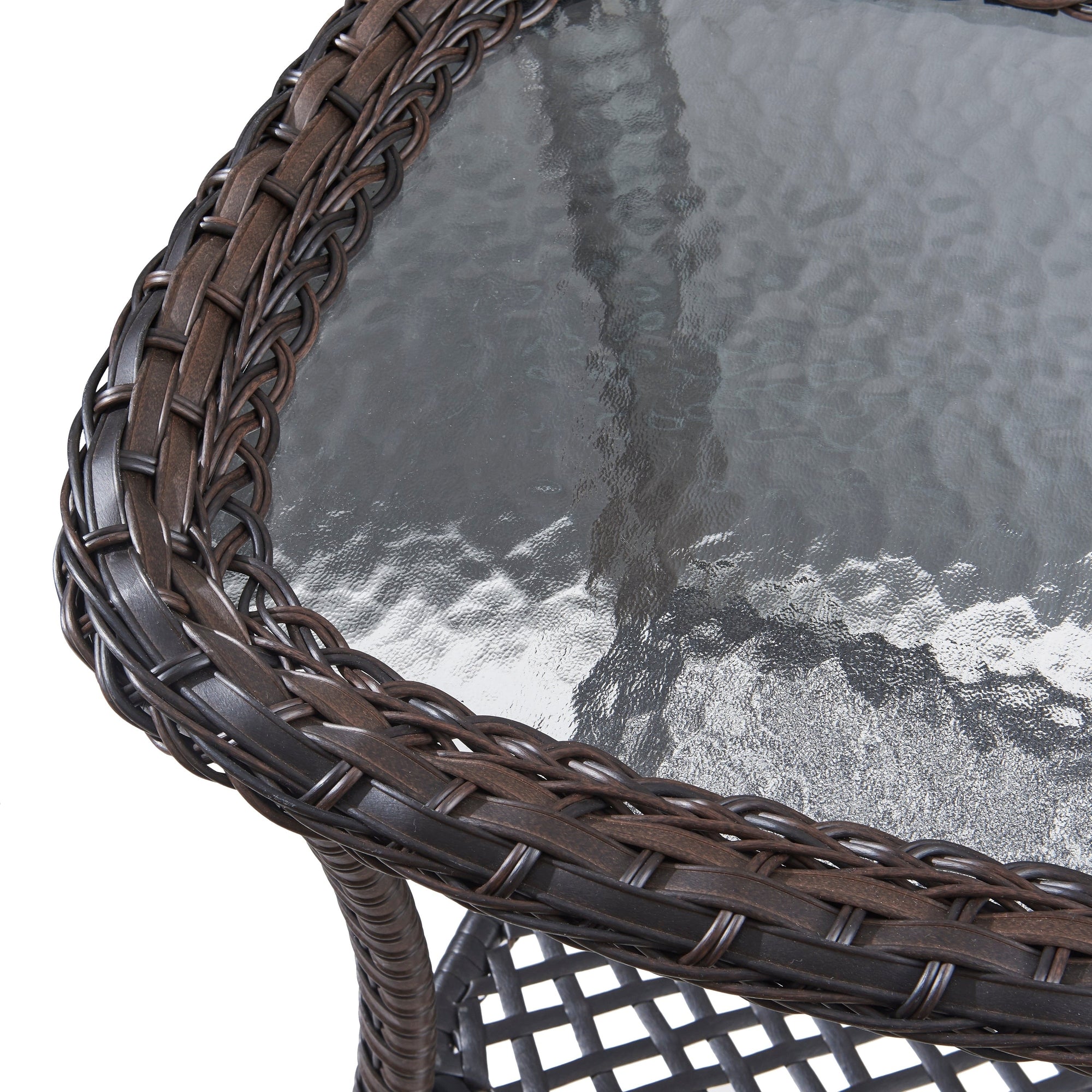 Pocassy Patio Wicker Coffee Table, Outdoor Rattan Side Table - 20X20