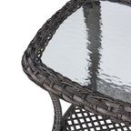 Pocassy Patio Wicker Coffee Table, Outdoor Rattan Side Table - 20X20