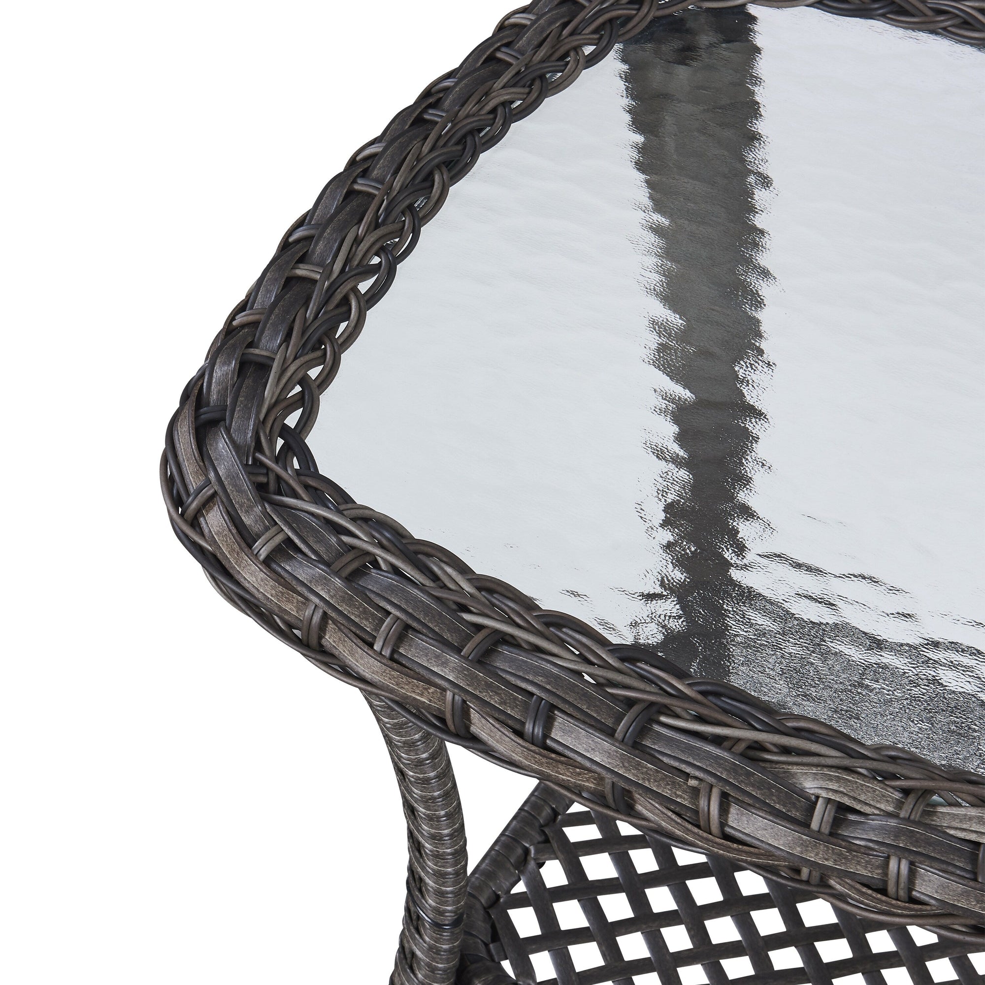 Pocassy Patio Wicker Coffee Table, Outdoor Rattan Side Table - 20X20