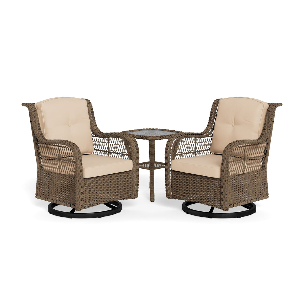 Ensemble de 3 chaises pivotantes en osier pour l'extérieur Rio Vista