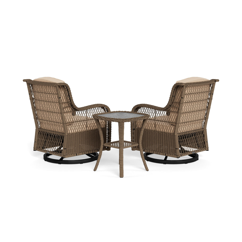 Ensemble de 3 chaises pivotantes en osier pour l'extérieur Rio Vista