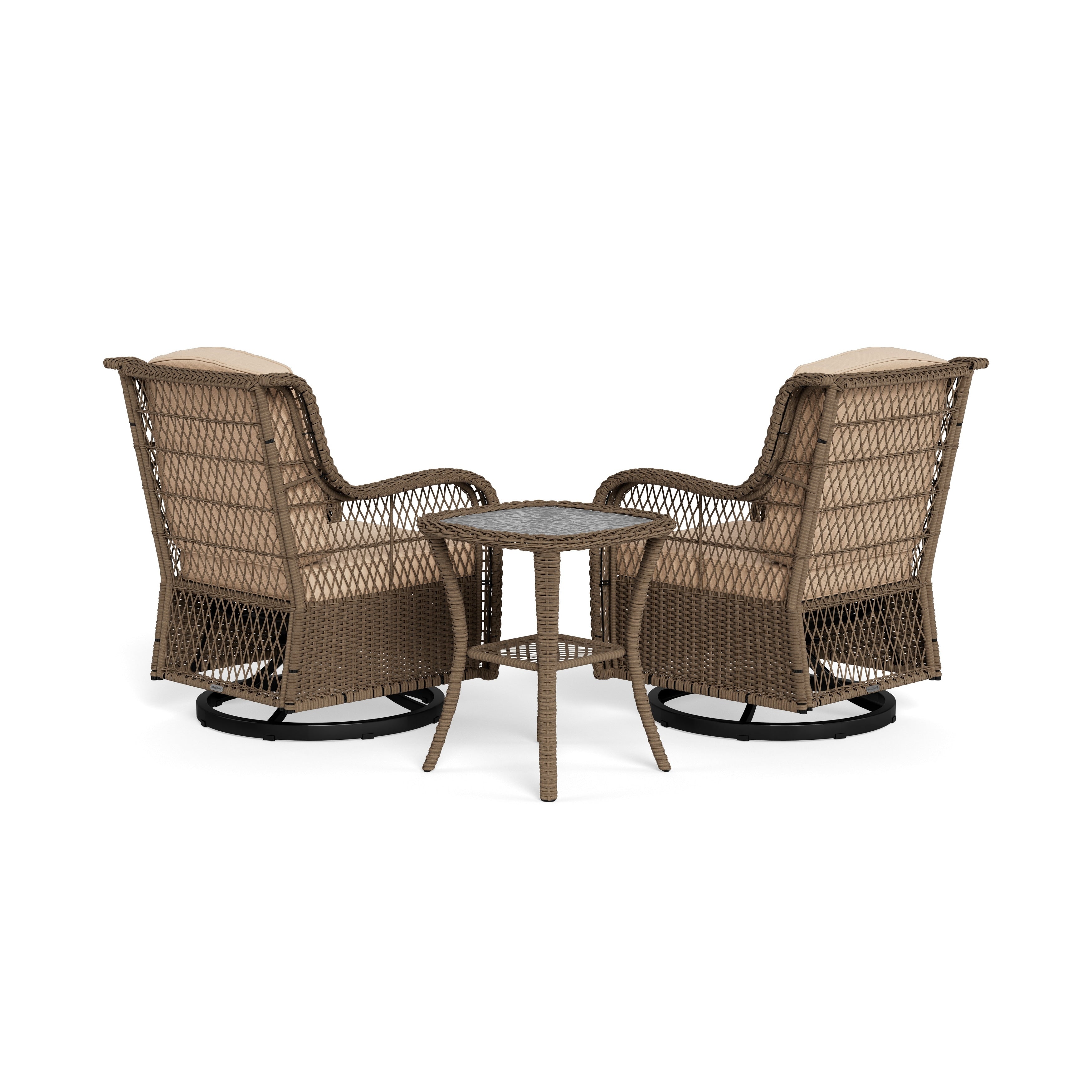 Ensemble de 3 chaises pivotantes en osier pour l'extérieur Rio Vista