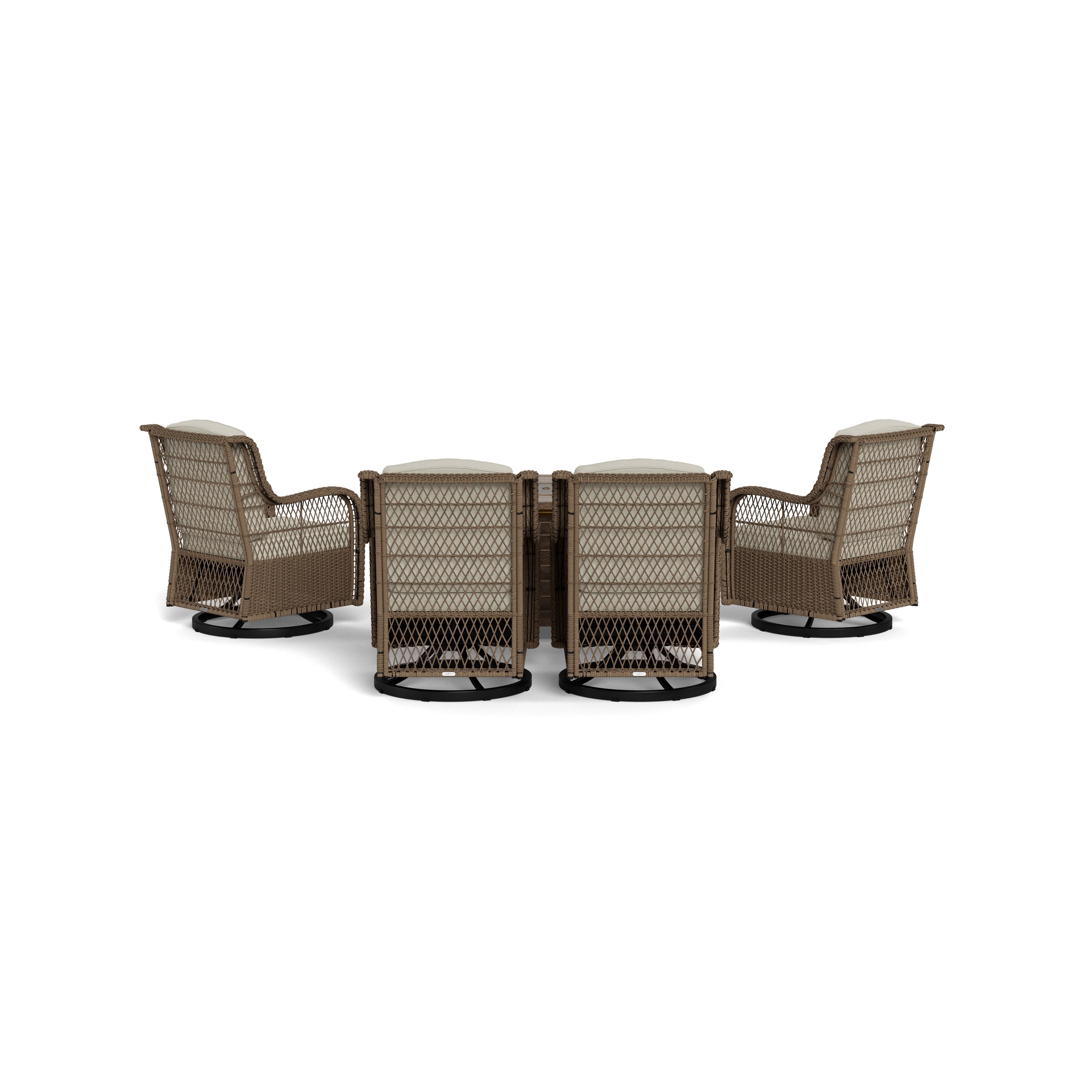 Ensemble de 5 sièges d'extérieur en osier et grès Rio Vista avec table et foyer