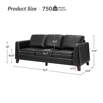 Canapé Rita 81,5 en cuir véritable avec accoudoirs et pieds en bois massif par HULALA HOME