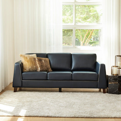 Canapé Rita 81,5 en cuir véritable avec accoudoirs et pieds en bois massif par HULALA HOME