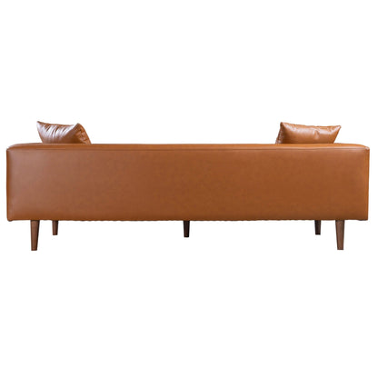 Canapé large et incurvé en cuir cognac Ritson 87 de style moderne du milieu du siècle