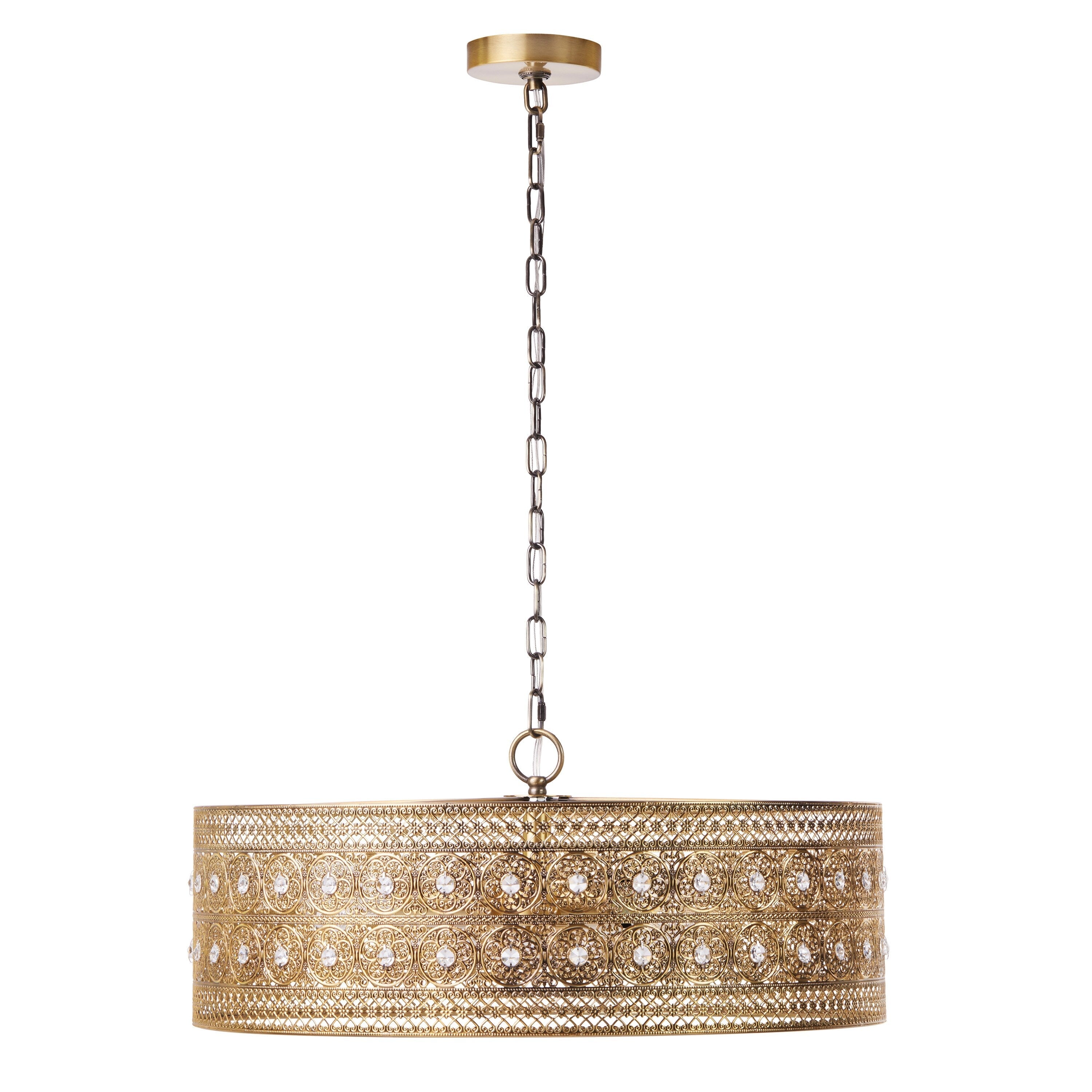 Lustre River of Goods Bryar en laiton et cristal 23,5 W à 3 lumières - 23,5 x 23,5 x 61,5