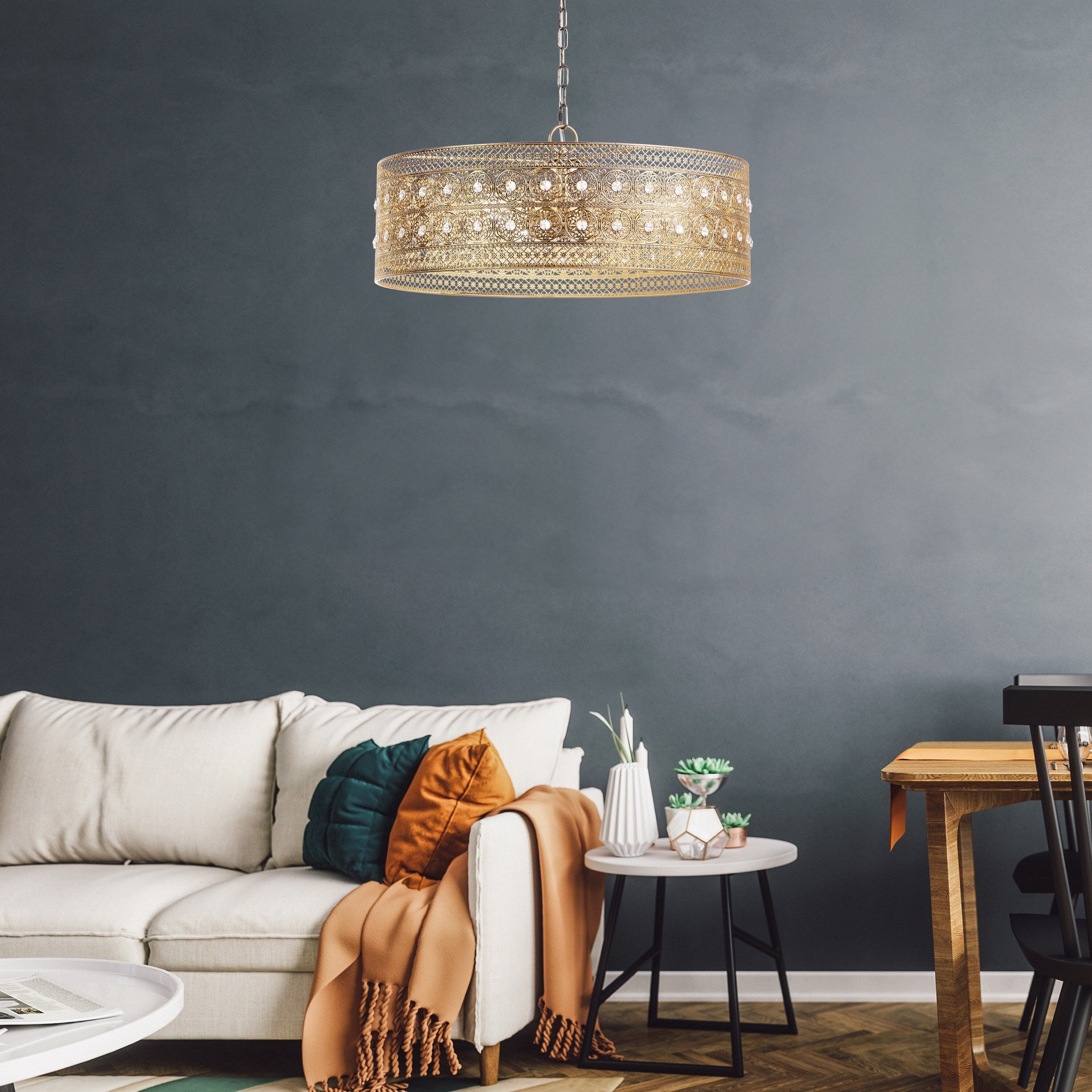Lustre River of Goods Bryar en laiton et cristal 23,5 W à 3 lumières - 23,5 x 23,5 x 61,5