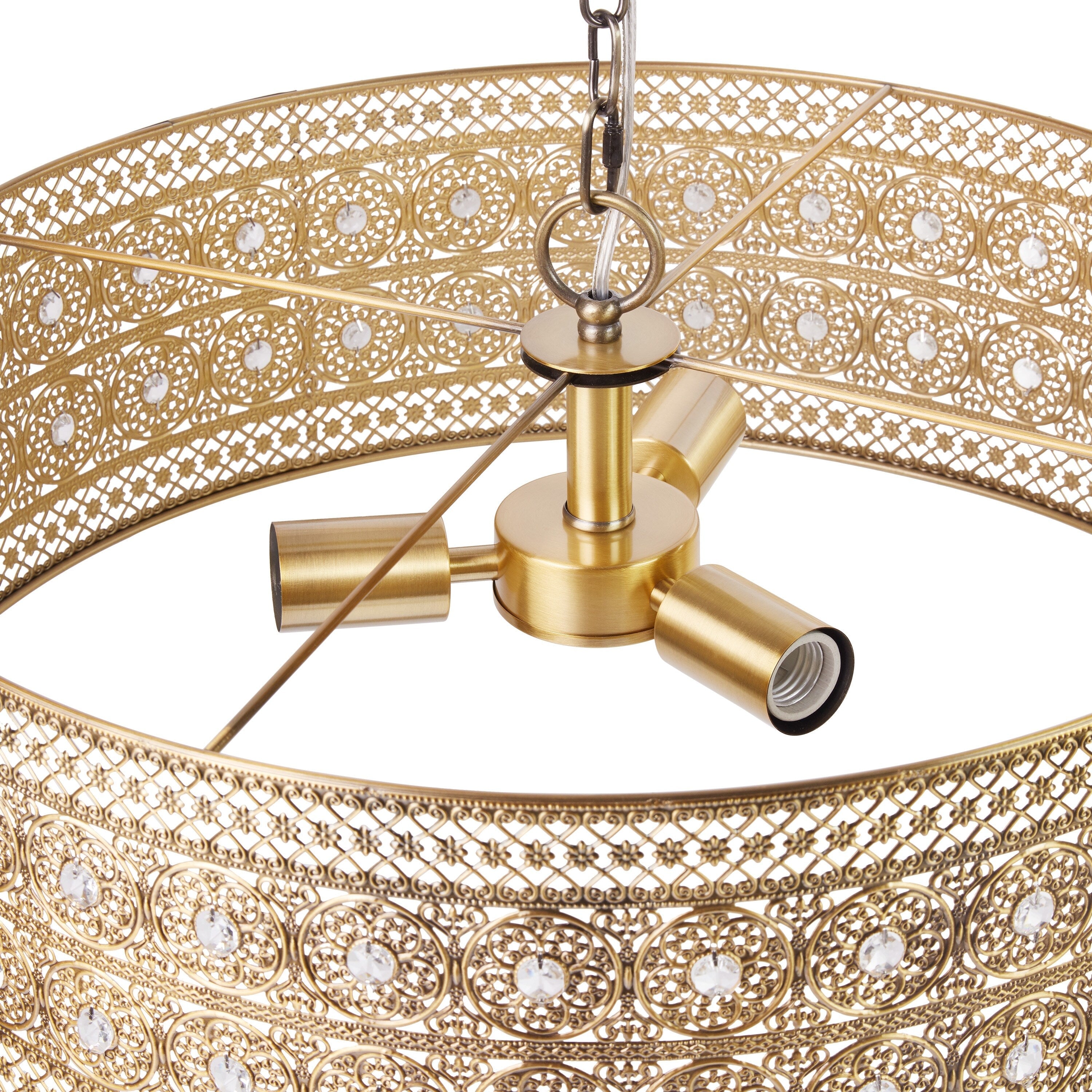 Lustre River of Goods Bryar en laiton et cristal 23,5 W à 3 lumières - 23,5 x 23,5 x 61,5