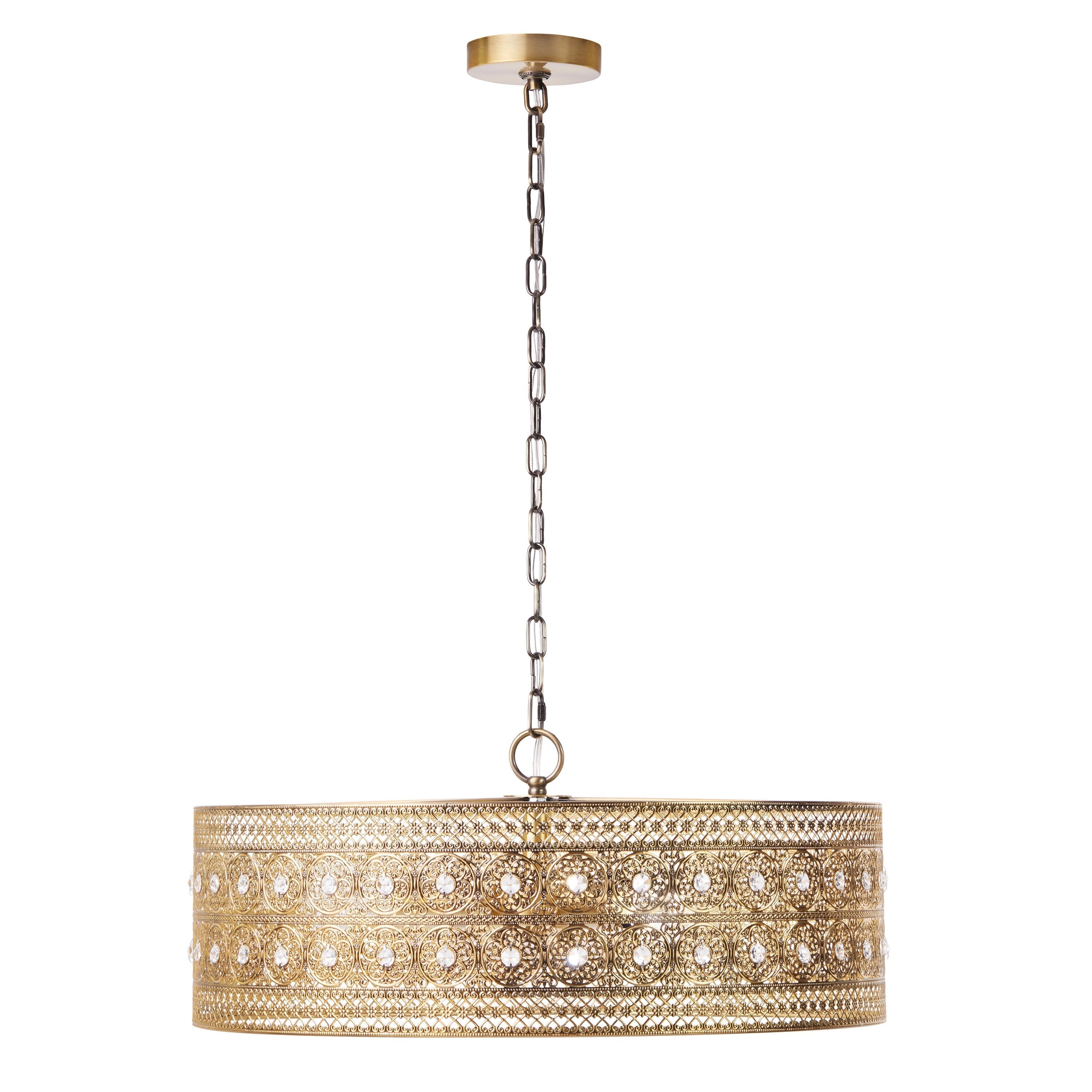 Lustre River of Goods Bryar en laiton et cristal 23,5 W à 3 lumières - 23,5 x 23,5 x 61,5
