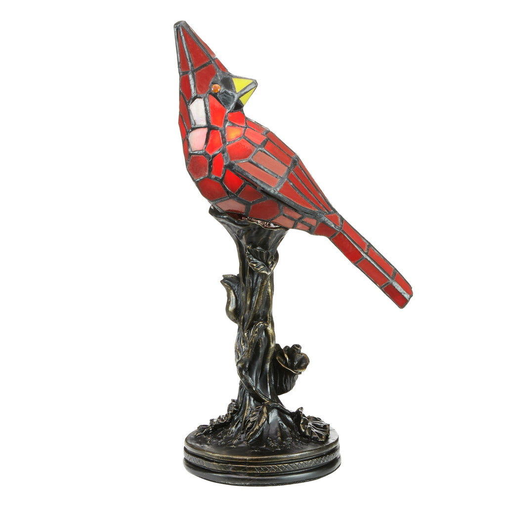 Lampe d'appoint cardinale en vitrail rouge River of Goods de 13 pouces - 8 L x 4,5 l x 13,5 H