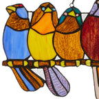 Vitrail « Rivière de marchandises » Oiseaux sur fil de fer, 9,25 po, panneau de fenêtre – 24,25 L x 0,25 l x 9,5 H