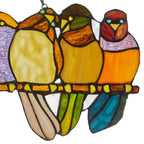 Vitrail « Rivière de marchandises » Oiseaux sur fil de fer, 9,25 po, panneau de fenêtre – 24,25 L x 0,25 l x 9,5 H