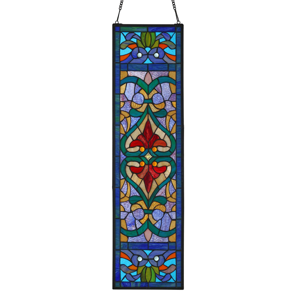 Vitrail victorien River of Goods, motif fleur de lys - 9,5 L x 0,25 l x 36 H
