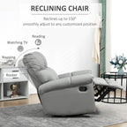 Fauteuil inclinable à bascule avec dossier et siège rembourrés, fauteuil inclinable manuel en cuir avec repose-pieds et base pivotante à 360°