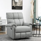 Fauteuil inclinable à bascule avec dossier et siège rembourrés, fauteuil inclinable manuel en cuir avec repose-pieds et base pivotante à 360°
