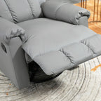 Fauteuil inclinable à bascule avec dossier et siège rembourrés, fauteuil inclinable manuel en cuir avec repose-pieds et base pivotante à 360°
