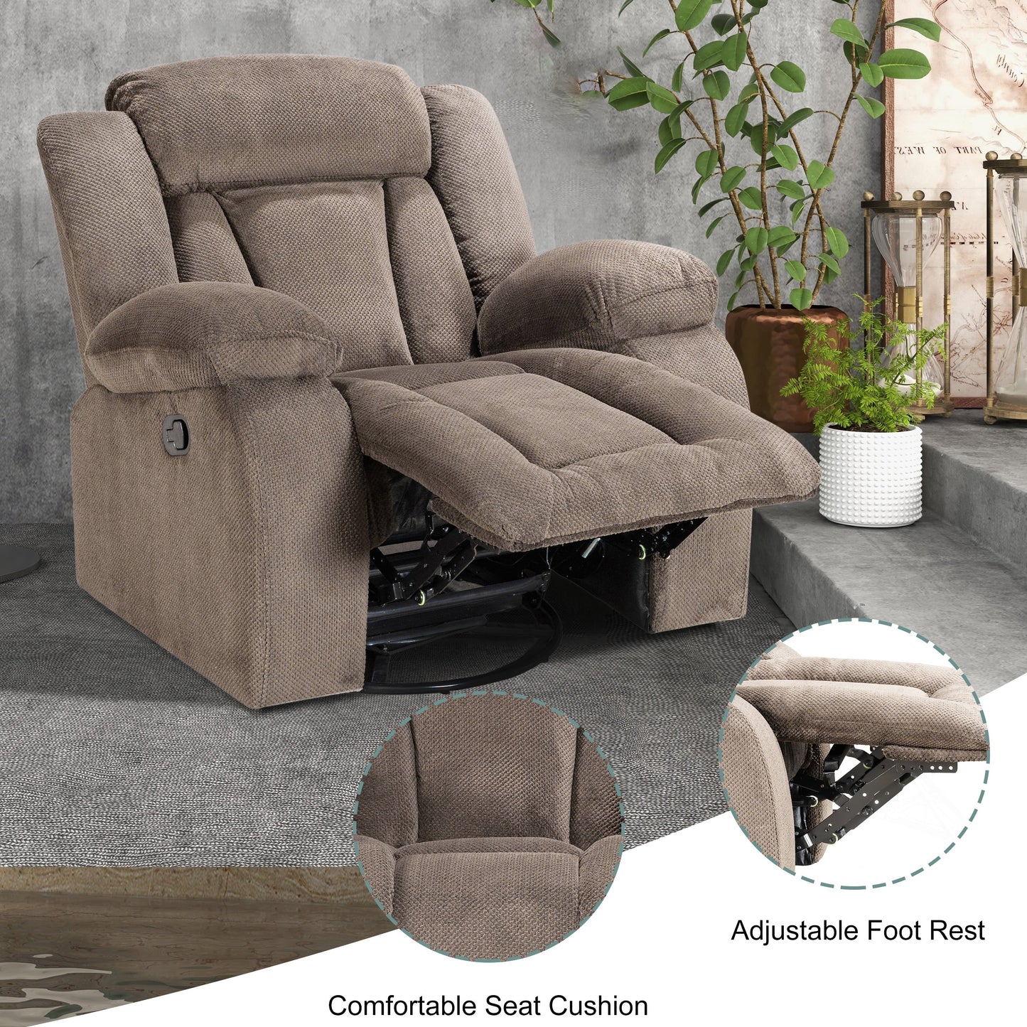 Fauteuil inclinable pivotant et rembourré