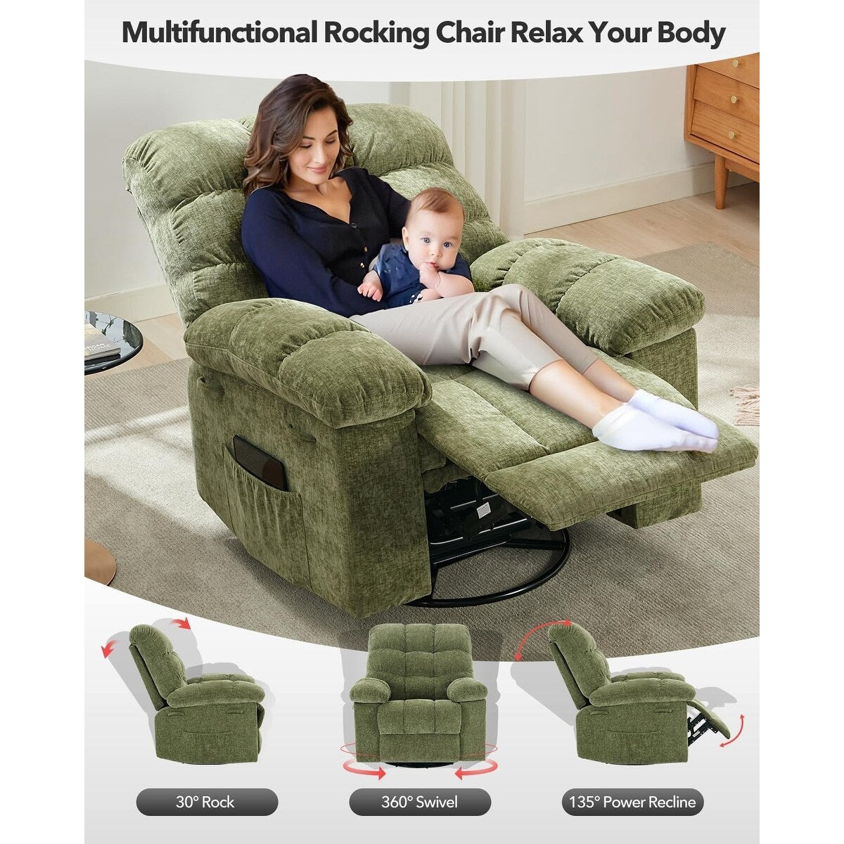 Fauteuil à bascule pivotant à 360°