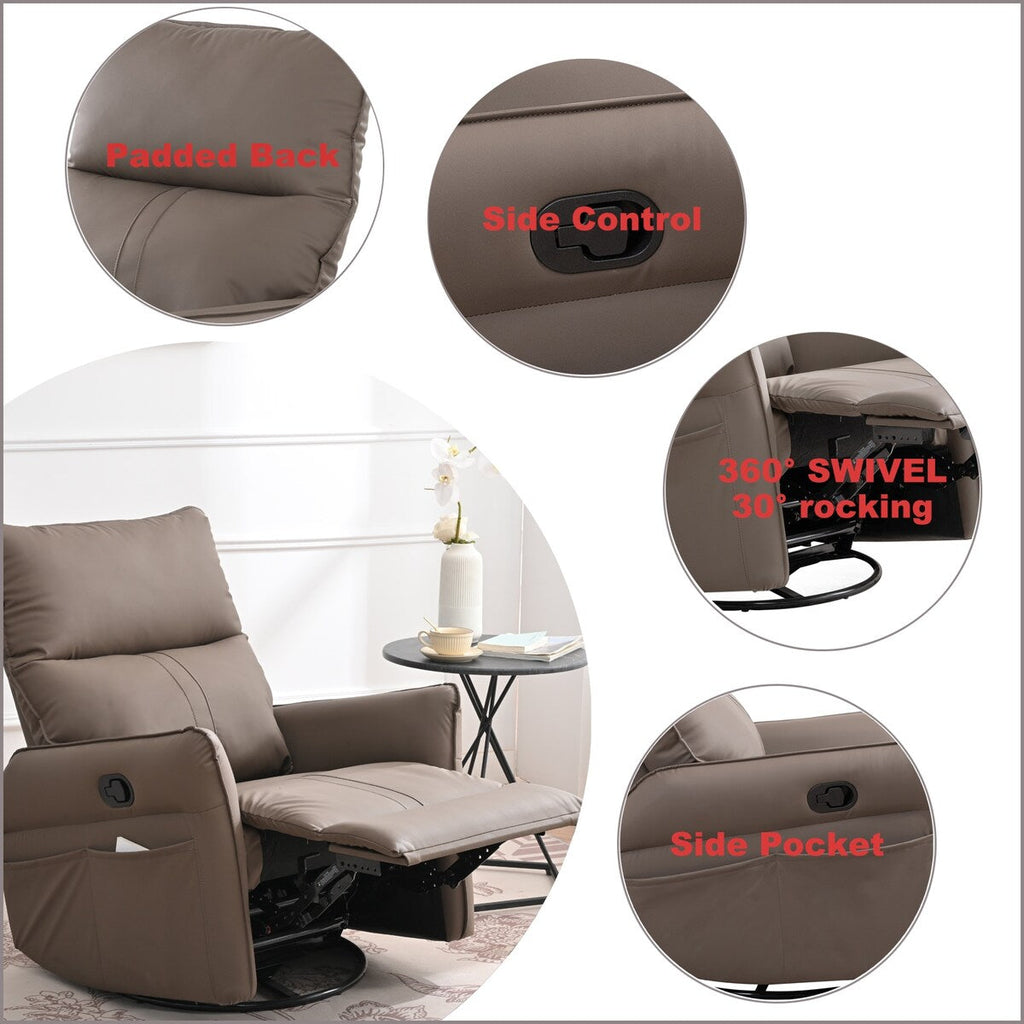 Fauteuil à bascule inclinable, fauteuil à bascule pivotant à 360 degrés pour chambre d'enfant, fauteuil planeur, petit fauteuil à bascule inclinable pivotant et moderne
