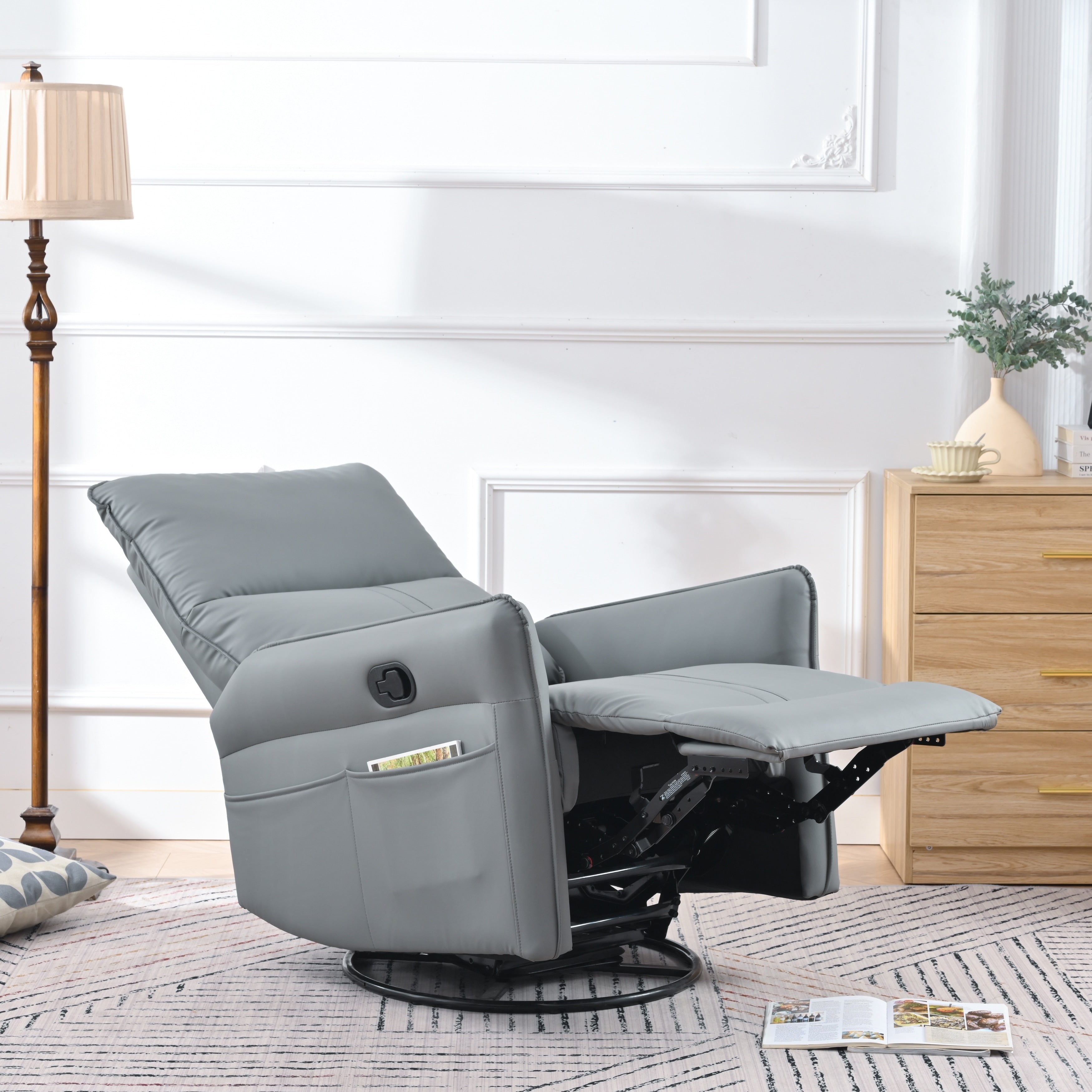 Fauteuil à bascule inclinable, fauteuil à bascule pivotant à 360 degrés pour chambre d'enfant, fauteuil planeur, petit fauteuil à bascule inclinable pivotant et moderne