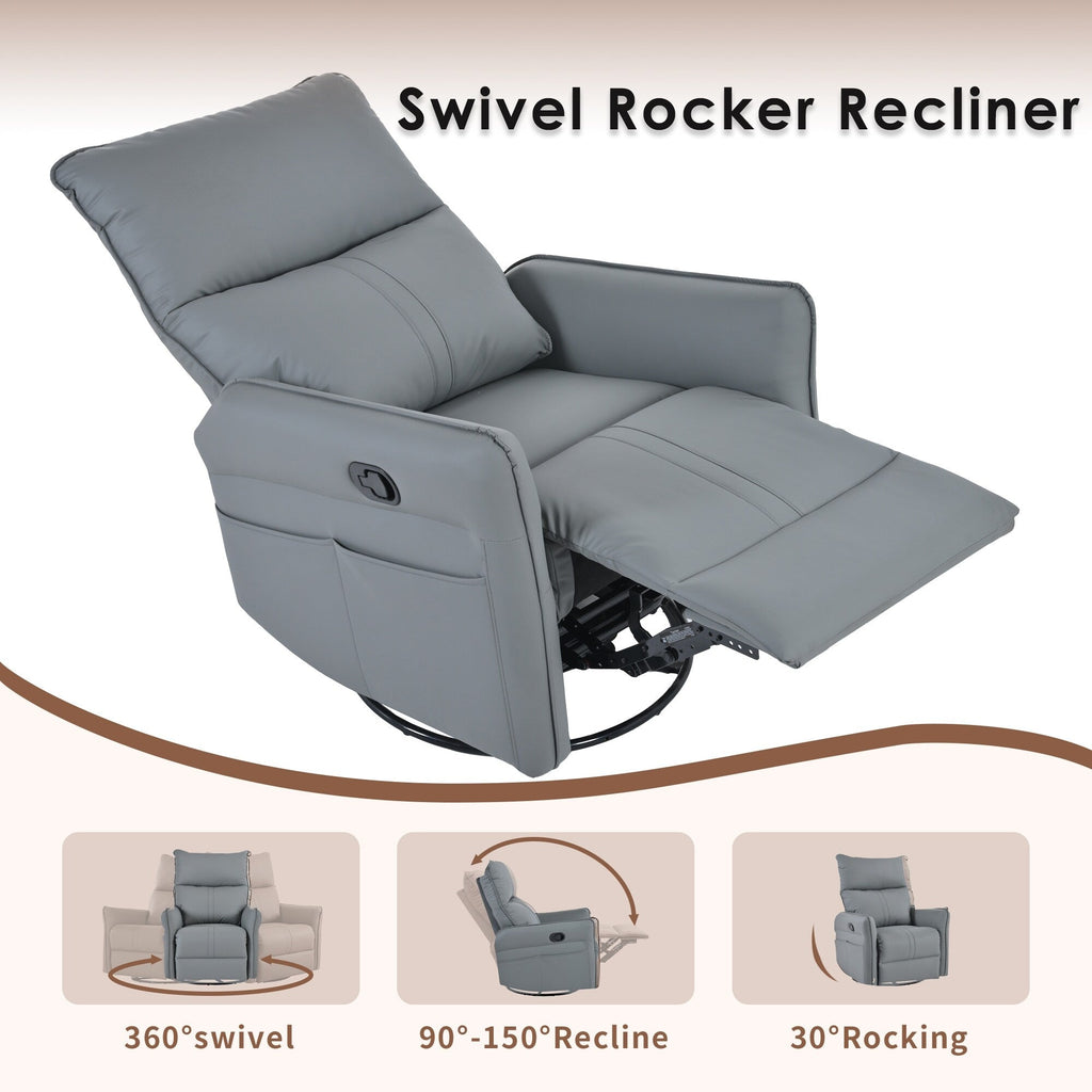 Fauteuil à bascule inclinable, fauteuil à bascule pivotant à 360 degrés pour chambre d'enfant, fauteuil planeur, petit fauteuil à bascule inclinable pivotant et moderne