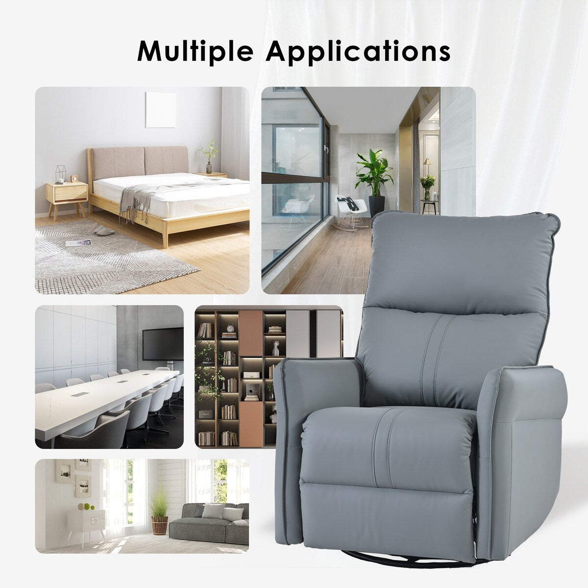 Fauteuil à bascule inclinable, fauteuil à bascule pivotant à 360 degrés pour chambre d'enfant, fauteuil planeur, petit fauteuil à bascule inclinable pivotant et moderne