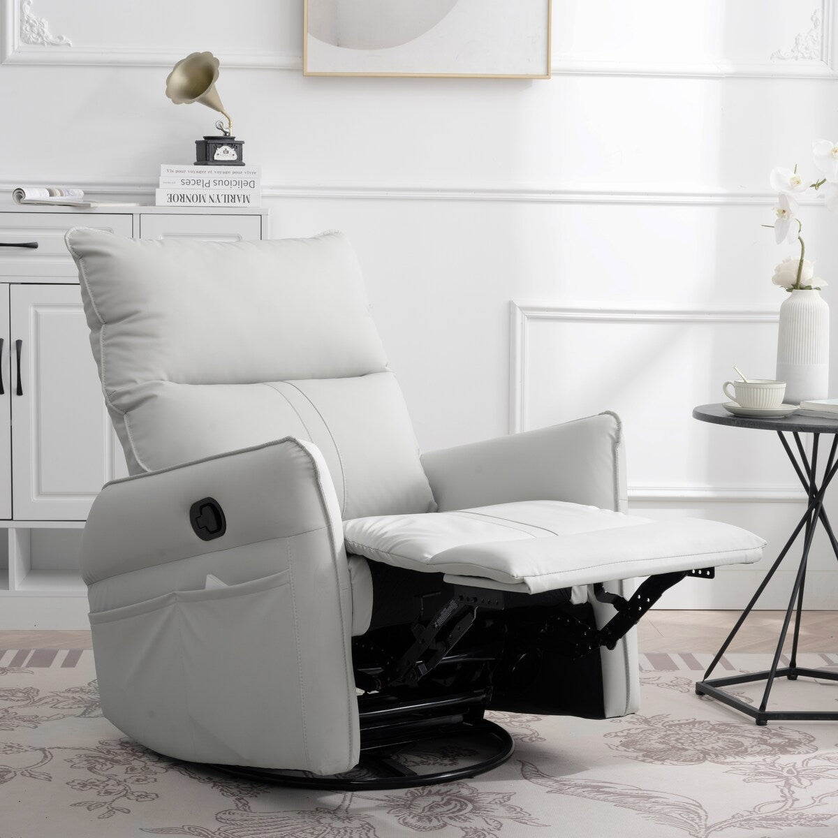 Fauteuil à bascule inclinable, fauteuil à bascule pivotant à 360 degrés pour chambre d'enfant, fauteuil planeur, petit fauteuil à bascule inclinable pivotant et moderne