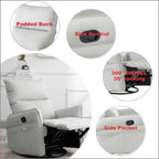 Fauteuil à bascule inclinable, fauteuil à bascule pivotant à 360 degrés pour chambre d'enfant, fauteuil planeur, petit fauteuil à bascule inclinable pivotant et moderne