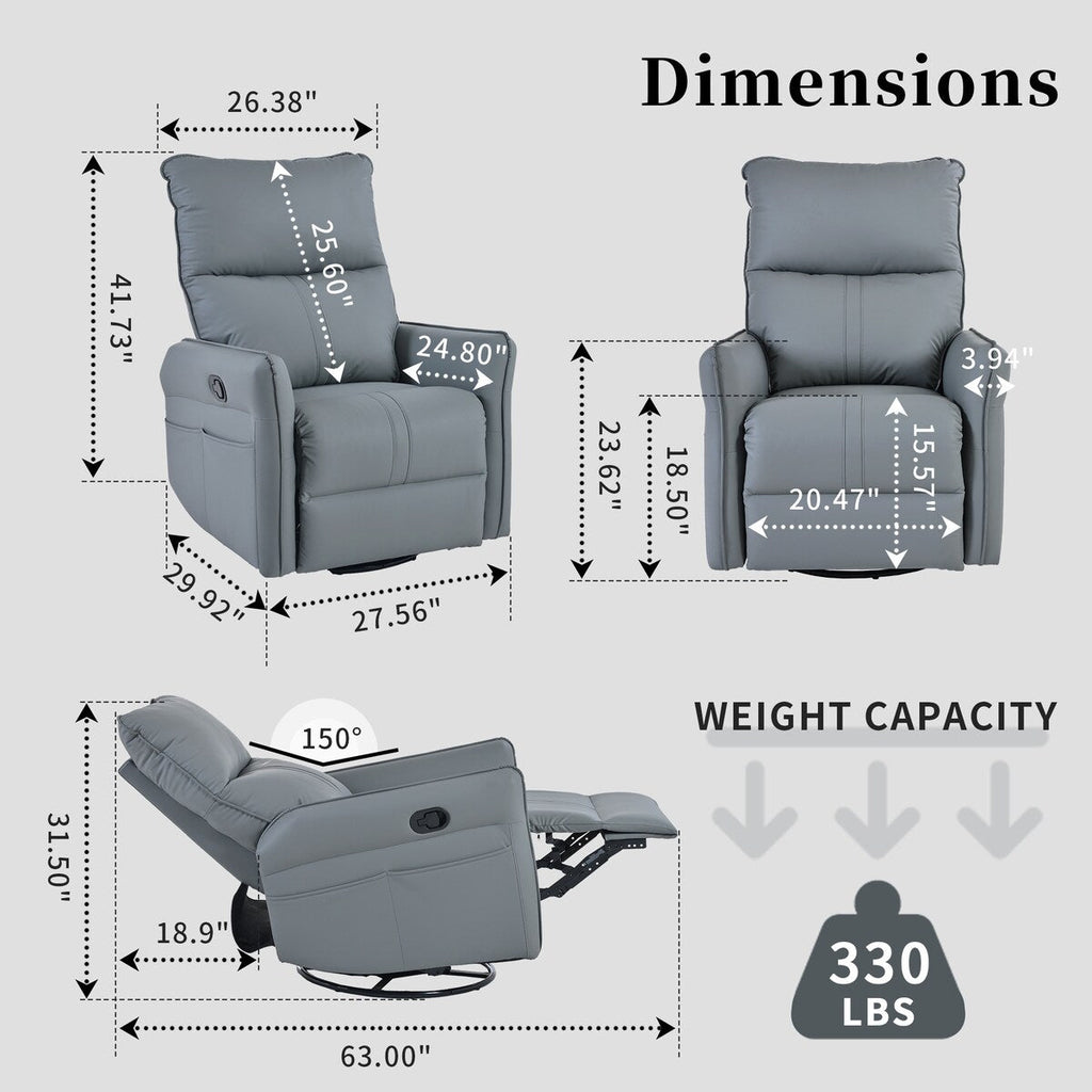 Fauteuil à bascule inclinable, fauteuil à bascule pivotant à 360 degrés pour chambre d'enfant, fauteuil planeur, petit fauteuil à bascule inclinable pivotant et moderne