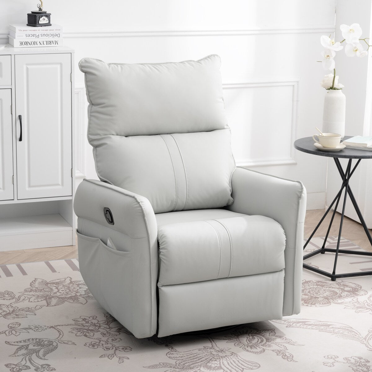 Fauteuil à bascule inclinable, fauteuil à bascule pivotant à 360 degrés pour chambre d'enfant, fauteuil planeur, petit fauteuil à bascule inclinable pivotant et moderne