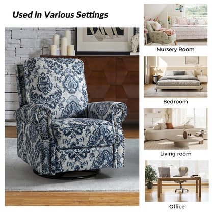 Fauteuil inclinable pivotant à bascule et à imprimé floral Roderich Farmhouse avec accoudoirs roulés, lot de 2 par HULALA HOME